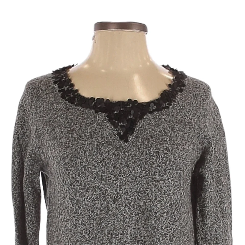 J Crew 100% Lambs Wool Sequin Gray Soft Pullover Sweater Size S